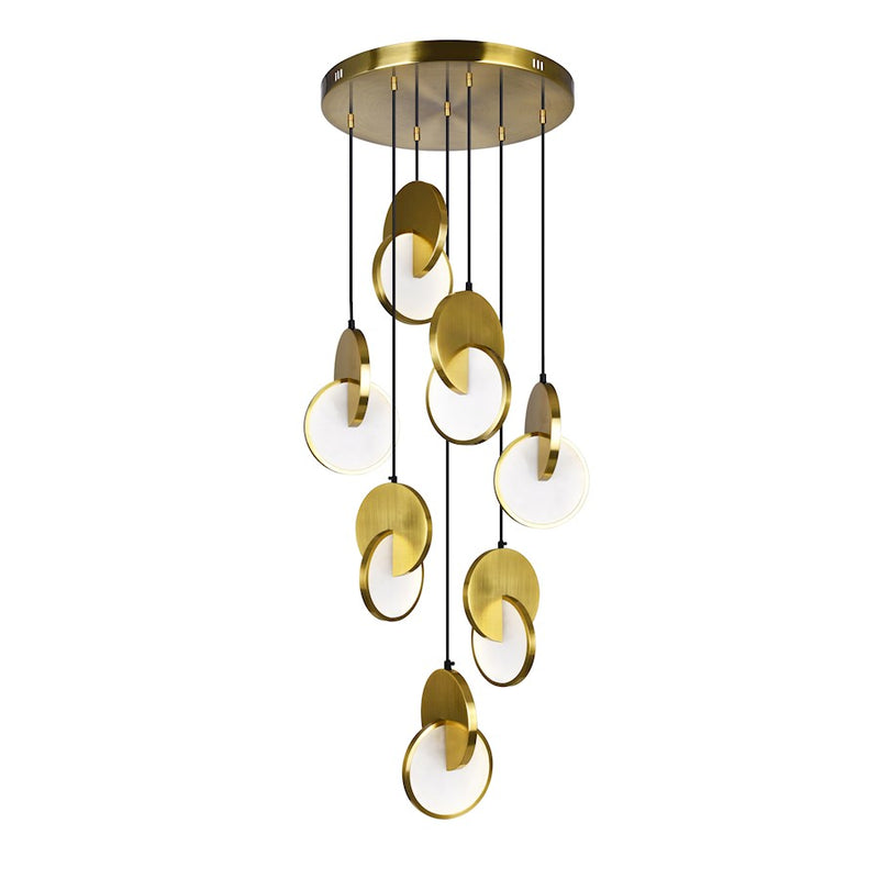 CWI Lighting Tranche 24" Multi Point Pendant, Brushed Brass