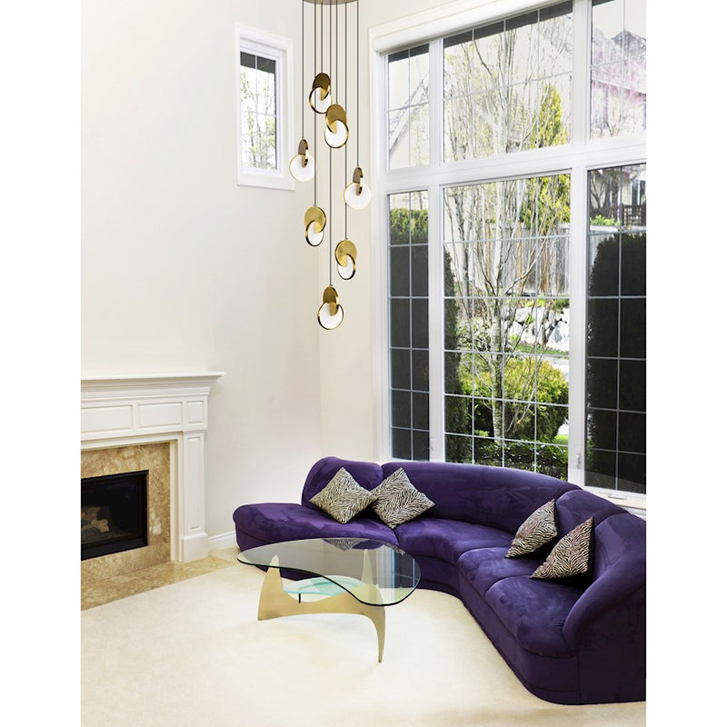 CWI Lighting Tranche 24" Multi Point Pendant, Brushed Brass
