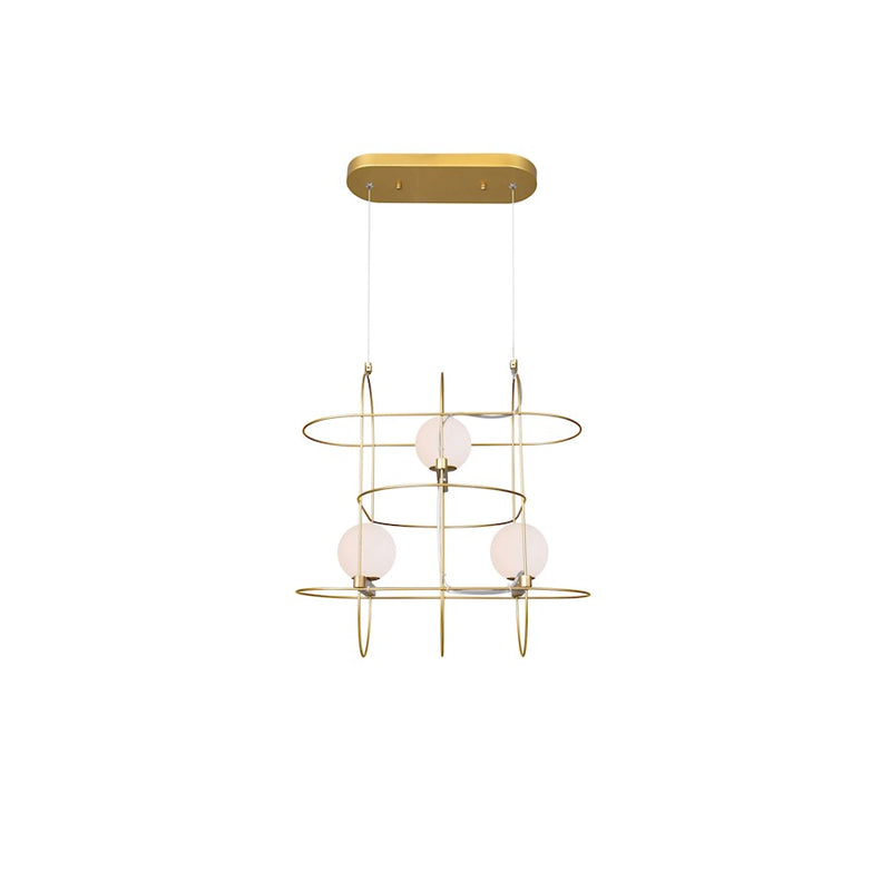 CWI Orbit 3 Light Down Chandelier, Medallion Gold/Frosted