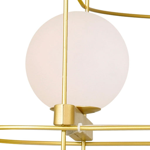 CWI Orbit 3 Light Down Chandelier, Medallion Gold/Frosted