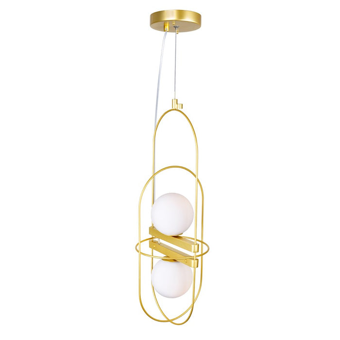 CWI Lighting Orbit 2 Light Down Pendant, Medallion Gold/Frosted