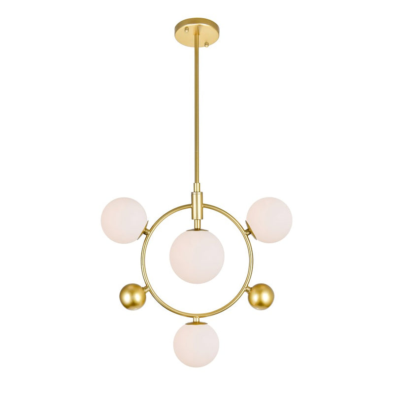 CWI Celeste 4 Light Down Pendant, Medallion Gold/Frosted