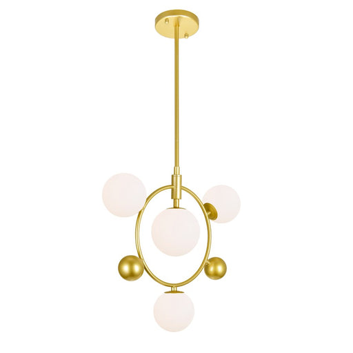 CWI Celeste 4 Light Down Pendant, Medallion Gold/Frosted