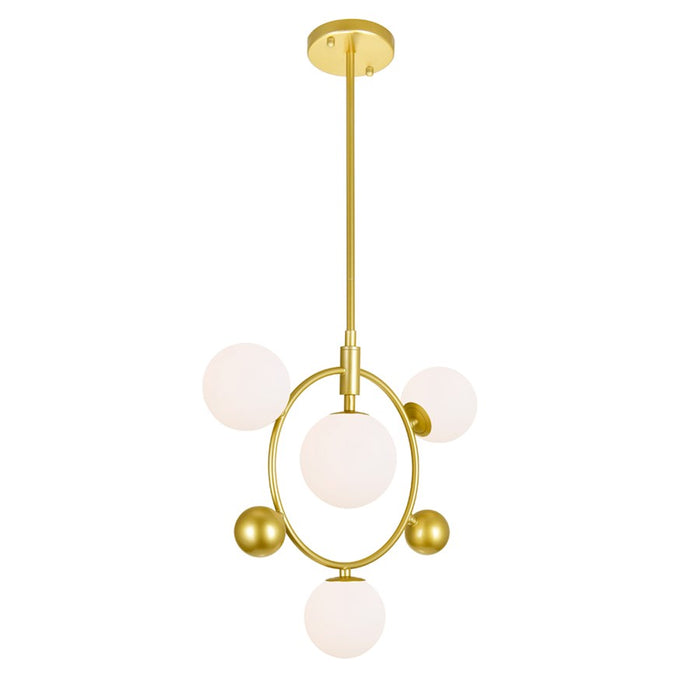 CWI Celeste 4 Light Down Pendant, Medallion Gold/Frosted