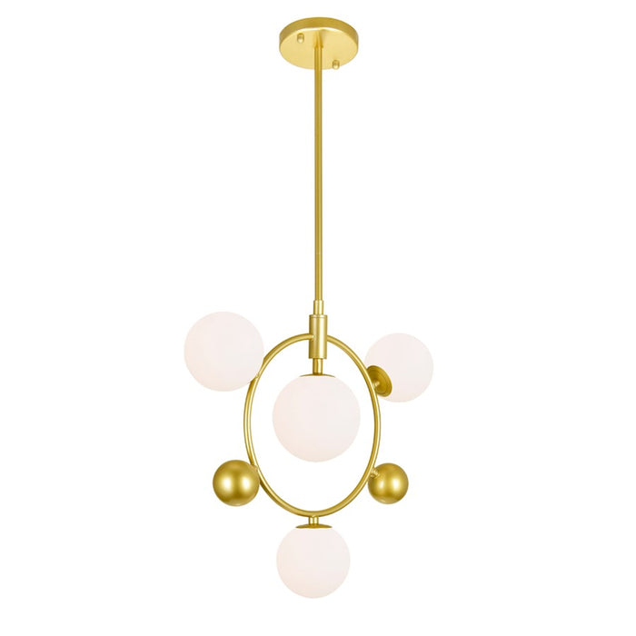 CWI Celeste 4 Light Down Pendant, Medallion Gold/Frosted