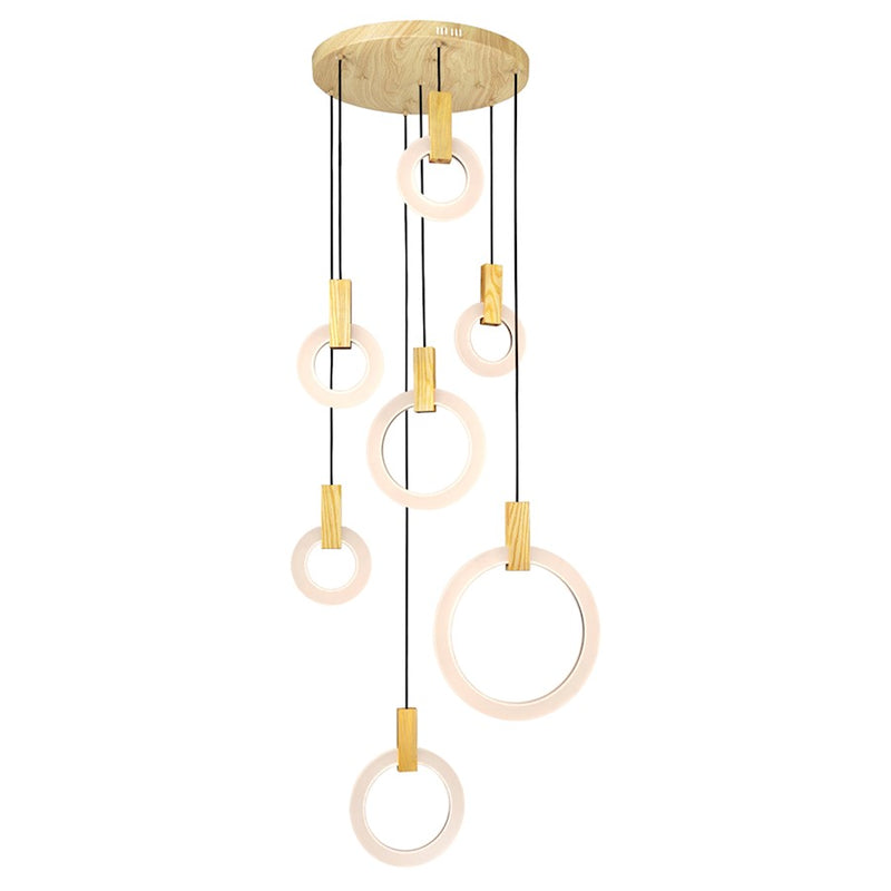 CWI Lighting Anello 28" Multi Point Pendant, White Oak