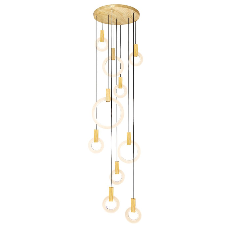 CWI Lighting Anello 32" Multi Point Pendant, White Oak