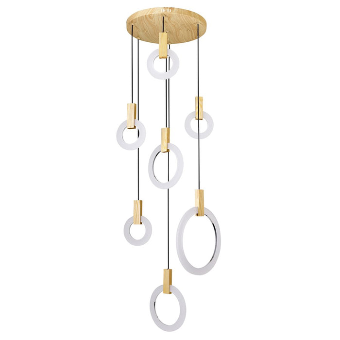 CWI Lighting Anello 32" Multi Point Pendant, White Oak