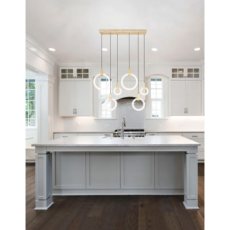 CWI Lighting Anello 52" Chandelier, White Oak