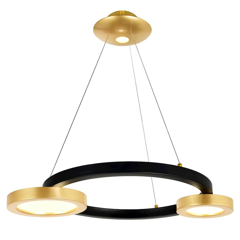 CWI Lighting Deux Lunes Down 20" Chandelier, Sun Gold/Black