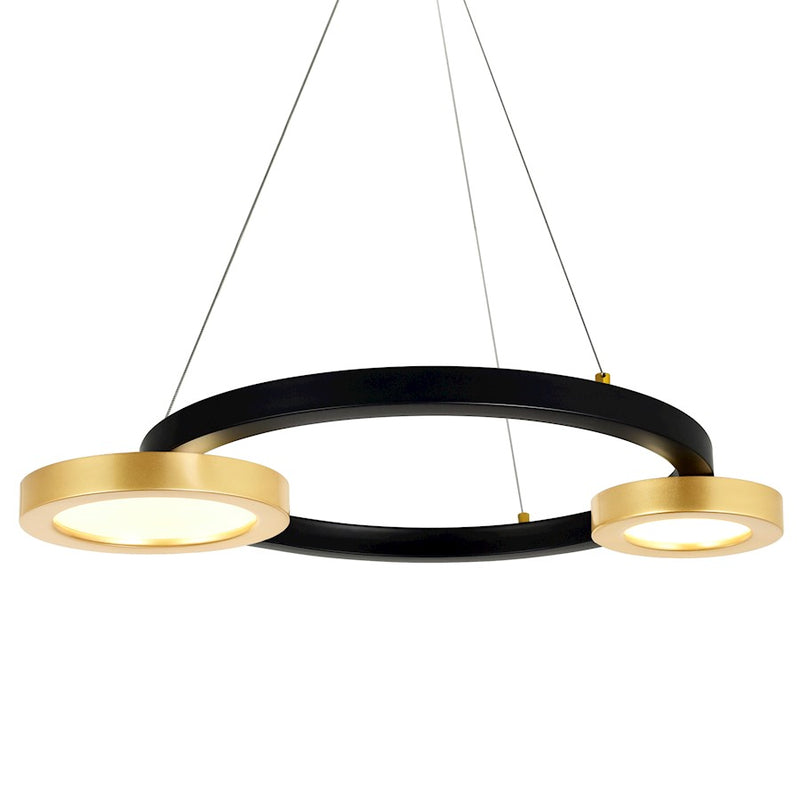 CWI Lighting Deux Lunes Down 20" Chandelier, Sun Gold/Black