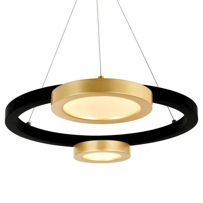 CWI Lighting Deux Lunes Down 20" Chandelier, Sun Gold/Black