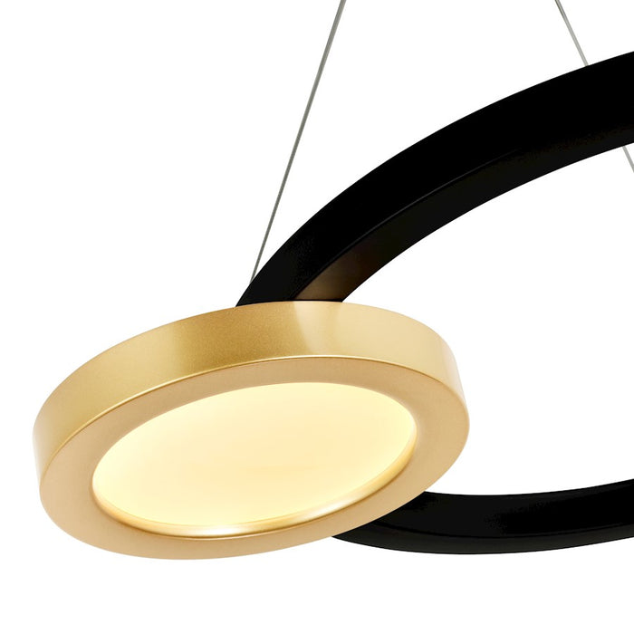 CWI Lighting Deux Lunes Down 20" Chandelier, Sun Gold/Black