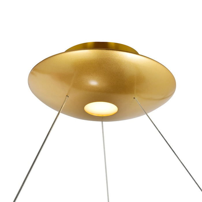 CWI Lighting Deux Lunes Down 20" Chandelier, Sun Gold/Black