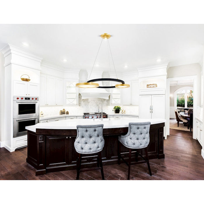 CWI Lighting Deux Lunes Down 29" Chandelier, Sun Gold/Black