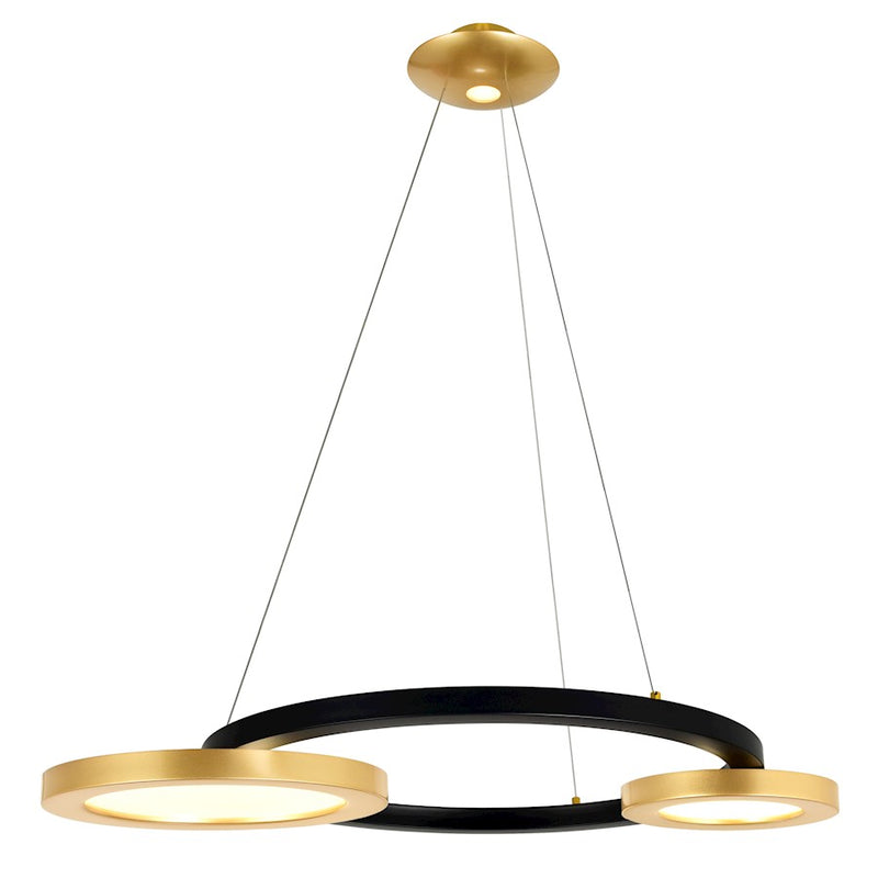 CWI Lighting Deux Lunes Down 37" Chandelier, Sun Gold/Black