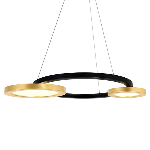 CWI Lighting Deux Lunes Down 37" Chandelier, Sun Gold/Black