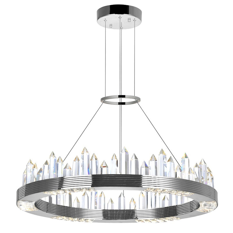 CWI Lighting Agassiz 24" Up Chandelier, Polished Nickel