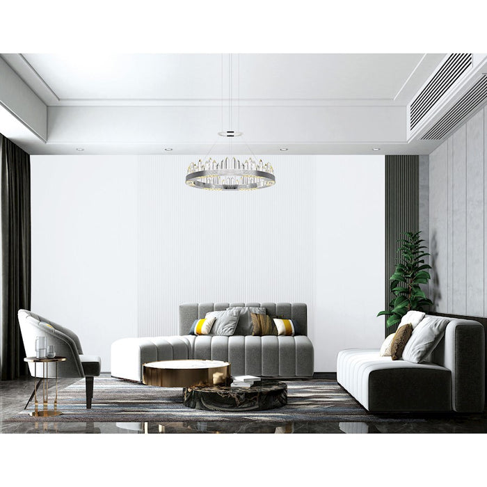 CWI Lighting Agassiz 24" Up Chandelier, Polished Nickel