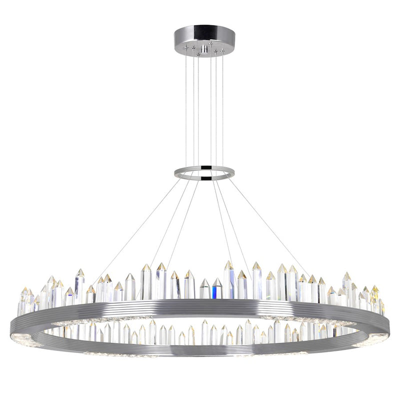 CWI Lighting Agassiz 40" Up Chandelier, Polished Nickel