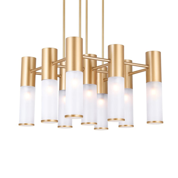 CWI Lighting Pipes 16 Light Down Chandelier, Sun Gold/Frosted
