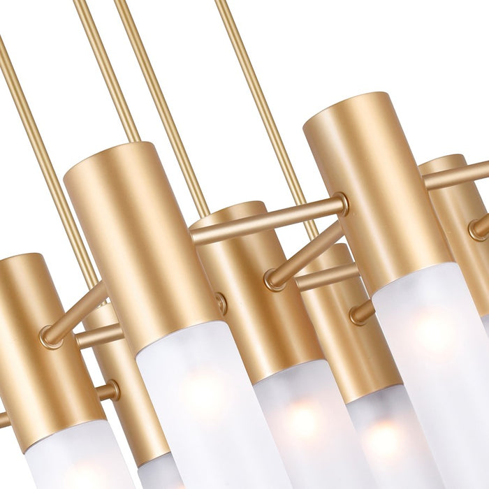 CWI Lighting Pipes 16 Light Down Chandelier, Sun Gold/Frosted