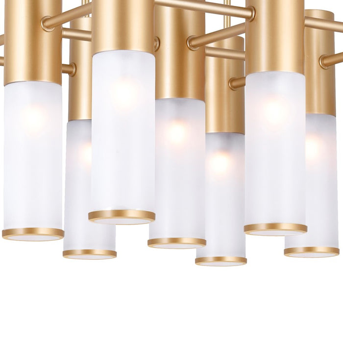 CWI Lighting Pipes 16 Light Down Chandelier, Sun Gold/Frosted