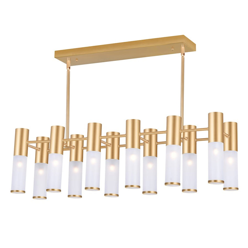 CWI Lighting Pipes 12 Light Chandelier, Sun Gold/Frosted