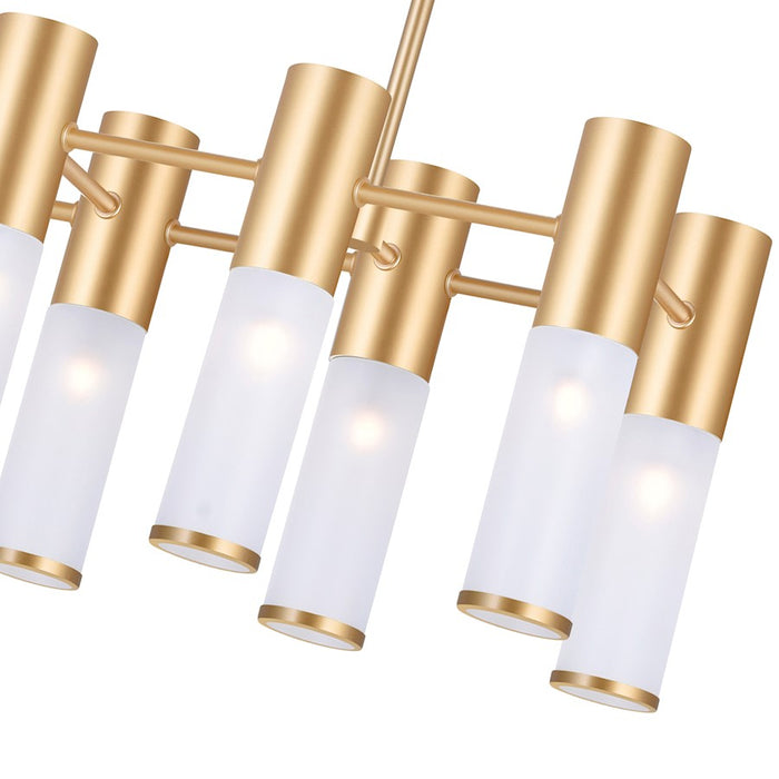 CWI Lighting Pipes 12 Light Chandelier, Sun Gold/Frosted