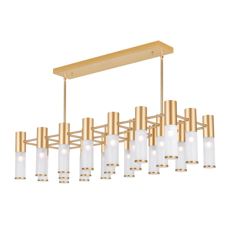 CWI Lighting Pipes 21 Light Chandelier, Sun Gold/Frosted