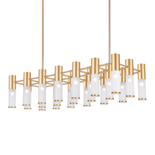 CWI Lighting Pipes 21 Light Chandelier, Sun Gold/Frosted