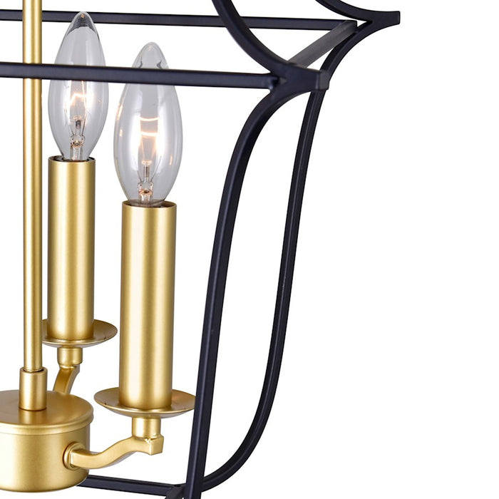 CWI Lighting Tudor 3 Light Down Pendant, Satin Gold/Black