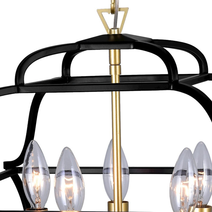 CWI Lighting Tudor 5 Light Up Chandelier, Satin Gold/Black