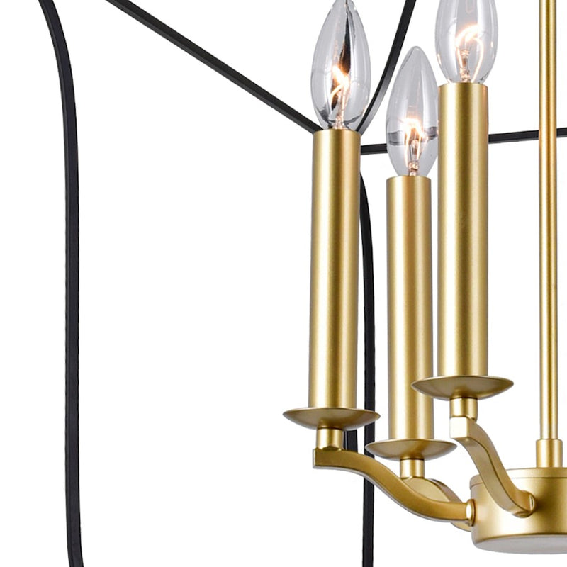 CWI Lighting Tudor 6 Light Up Chandelier, Satin Gold/Black