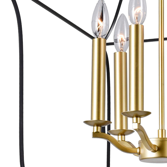 CWI Lighting Tudor 6 Light Up Chandelier, Satin Gold/Black