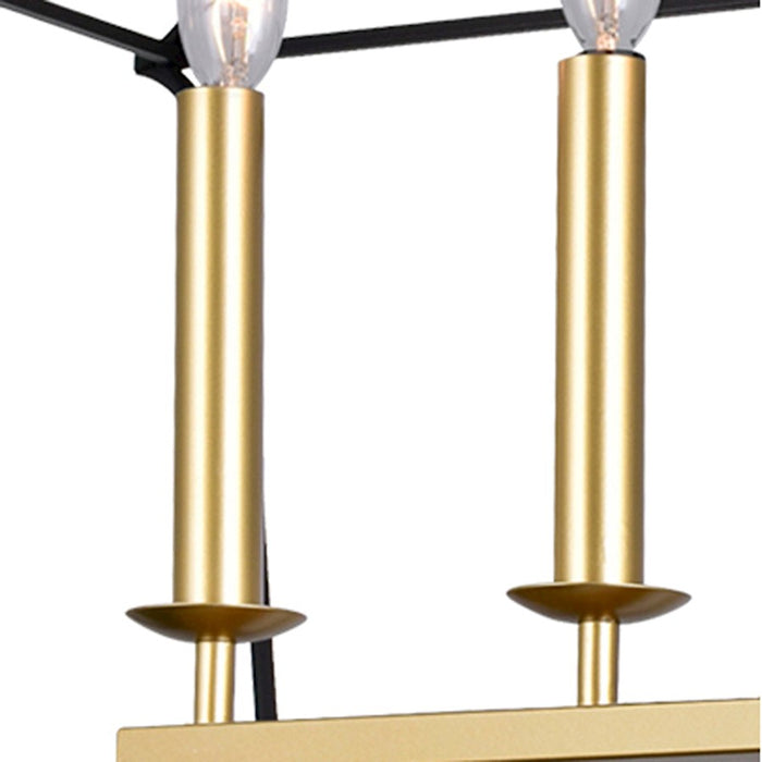 CWI Lighting Tudor 6 Light Chandelier, Satin Gold/Black