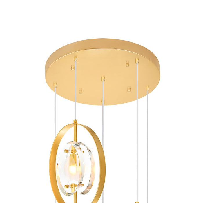 CWI Lighting Iris 6 Light Multi Point Pendant, Sun Gold/Clear