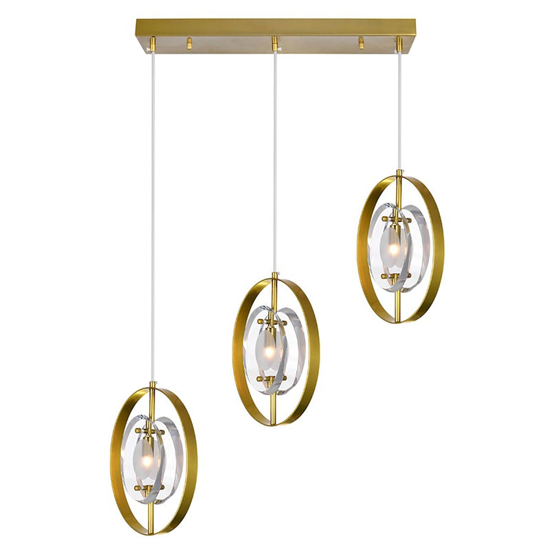 CWI Lighting Iris 3 Light Chandelier, Brass/Clear