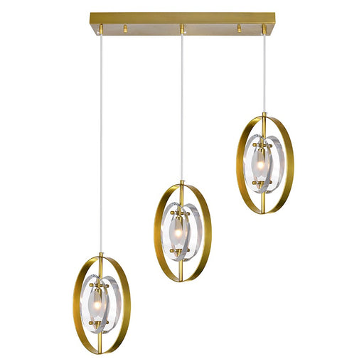 CWI Lighting Iris 3 Light Chandelier, Brass/Clear - 1224P22-3-625