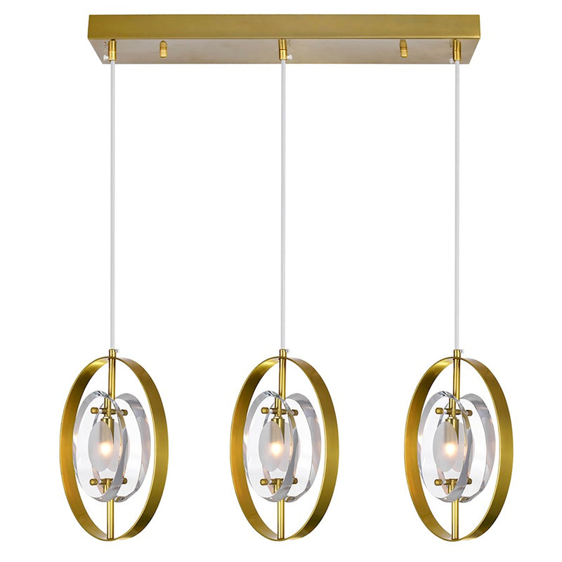 CWI Lighting Iris 3 Light Chandelier, Brass/Clear