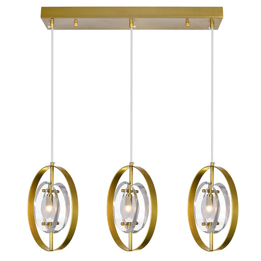 CWI Lighting Iris 3 Light Chandelier, Brass/Clear