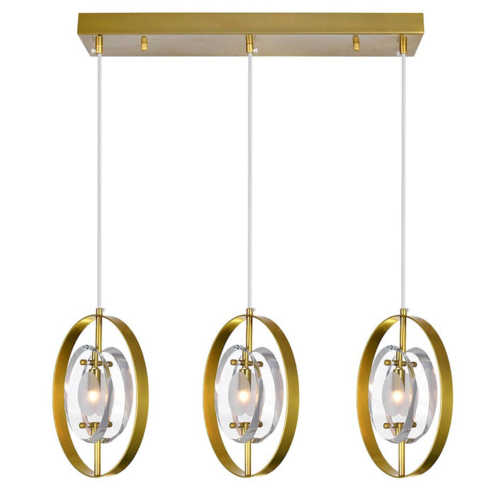 CWI Lighting Iris 3 Light Chandelier, Brass/Clear