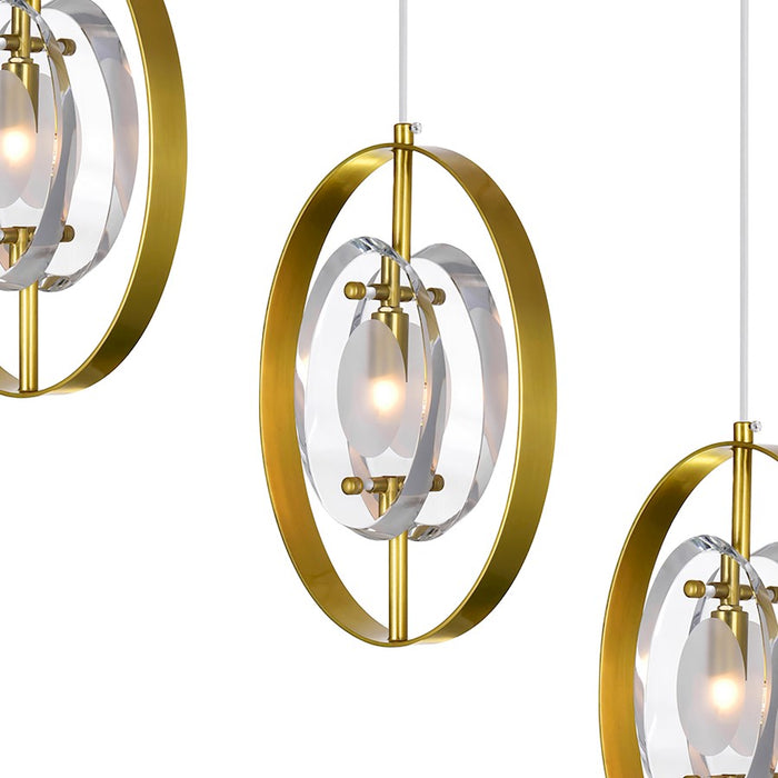 CWI Lighting Iris 3 Light Chandelier, Brass/Clear