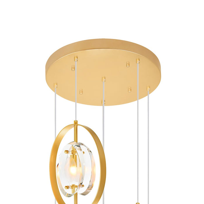 CWI Lighting Iris 9 Light Multi Point Pendant, Sun Gold/Clear