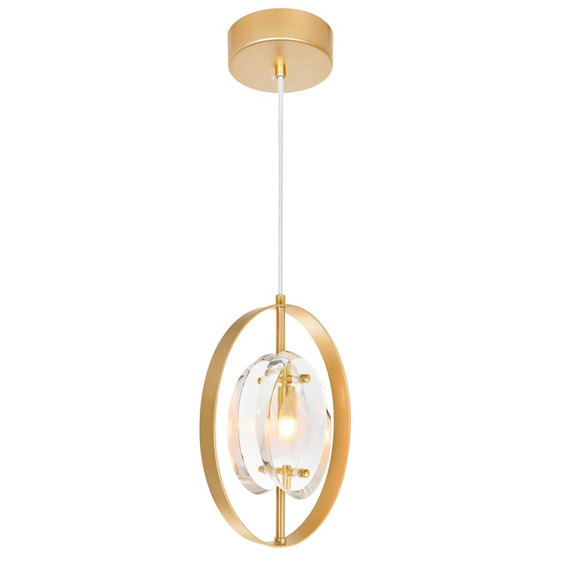 CWI Lighting Iris 1 Light Down Mini Pendant, Sun Gold/Clear