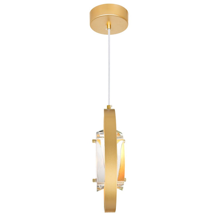 CWI Lighting Iris 1 Light Down Mini Pendant, Sun Gold/Clear