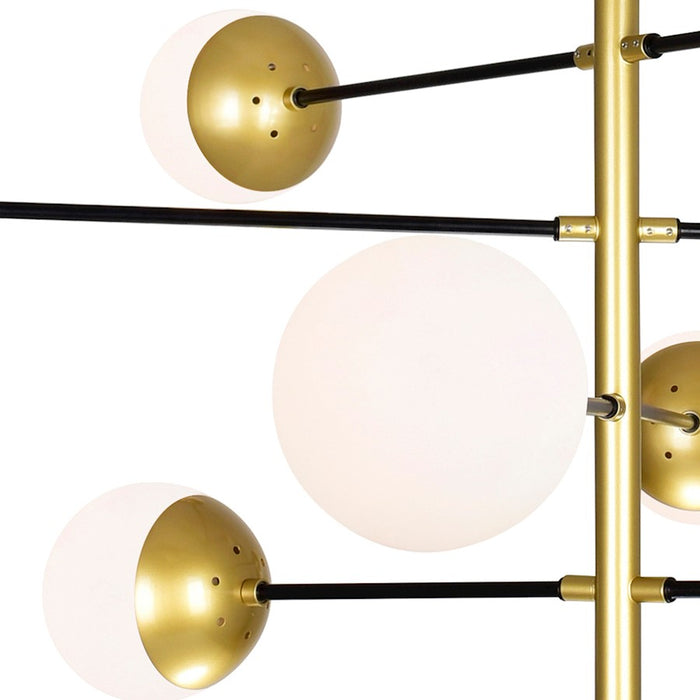 CWI Compass 10 Light Down Chandelier, Medallion Gold/White