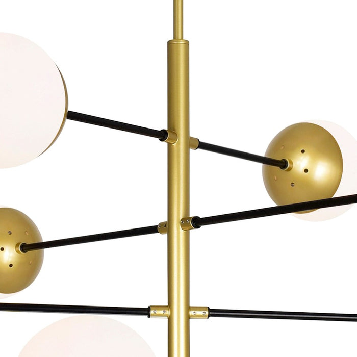CWI Compass 10 Light Down Chandelier, Medallion Gold/White