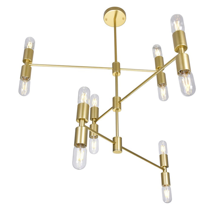 CWI Lighting Hand Crank 12 Light Up Chandelier, Medallion Gold