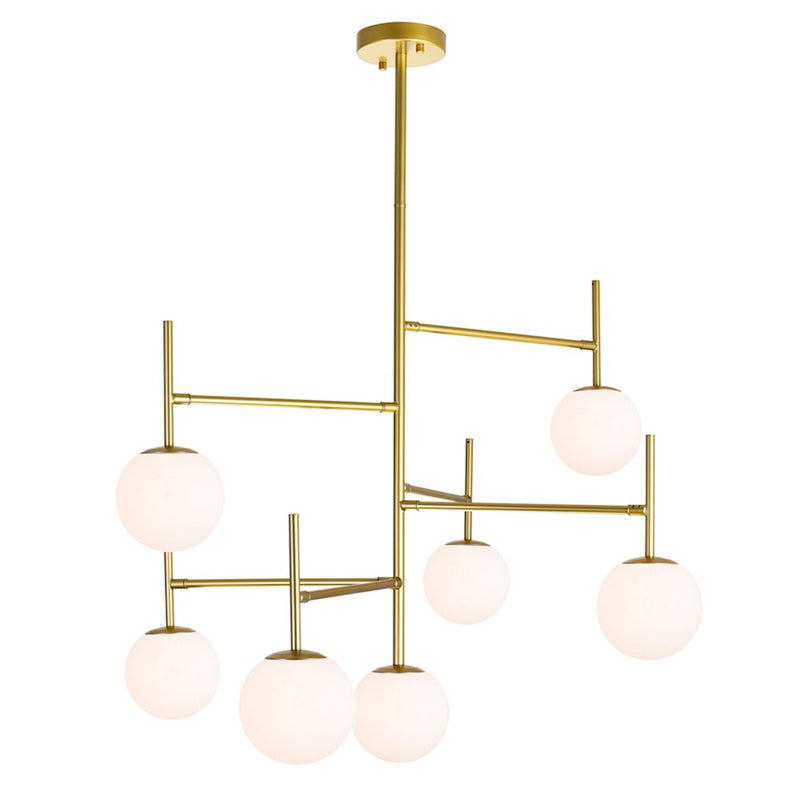 CWI Tourch 7 Light Down Chandelier, Medallion Gold/Frosted
